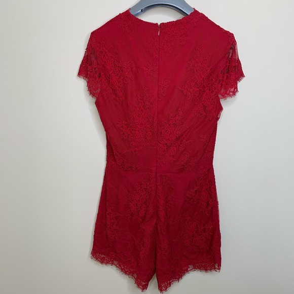 NBD Red Lace Romper sz XS - Picture 6 of 7